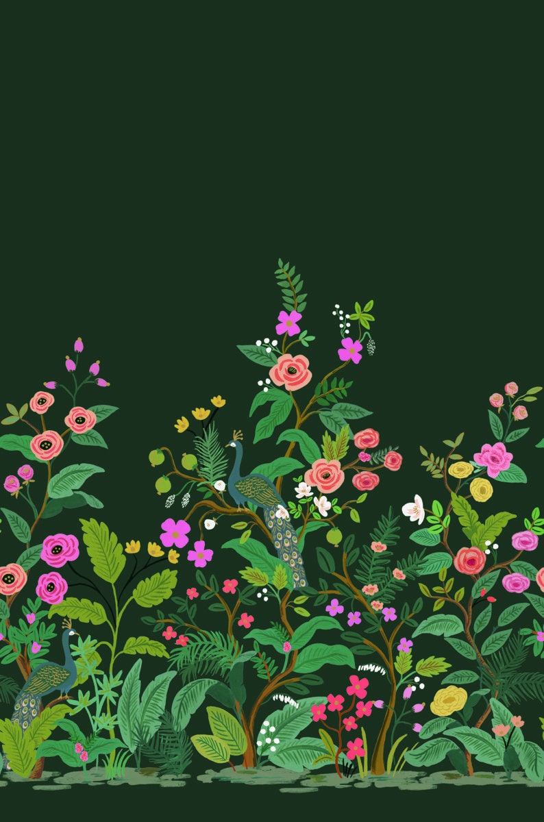 York Rifle Paper Co Peacock Wallpaper Mural Etsy