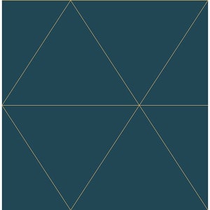 Twilight Teal Gold Mid Century Modern Geometric Wallpaper 2904-24228