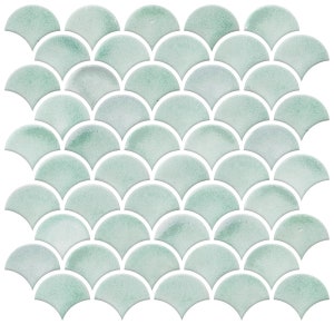 Mid Century Modern Aqua Scallop Peel and Stick Tile Backsplash DIY TIL4571FLT