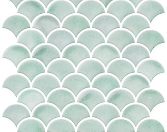 Mid Century Modern Aqua Scallop Peel and Stick Tile Backsplash DIY TIL4571FLT