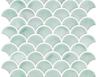 Mid Century Modern Aqua Scallop Peel and Stick Tile Backslash DIY TIL4571FLT