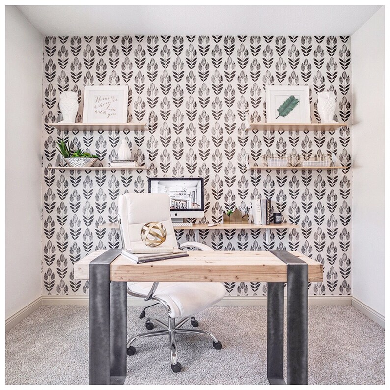 Peel and Stick Wallpops Scandinavian Folk Tulip Tan Beige Etsy Canada