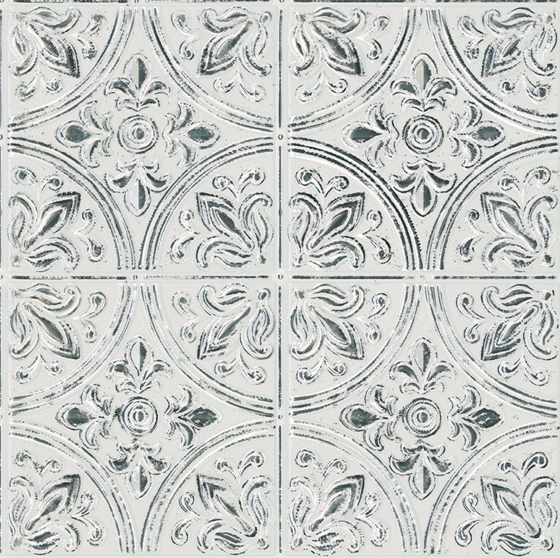 Chelsea Antique Tin White Faux Metallic Peel and Stick Backsplash