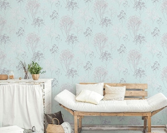 Queen Anne's Soft Blue Lace Floral Wallpaper FH37510