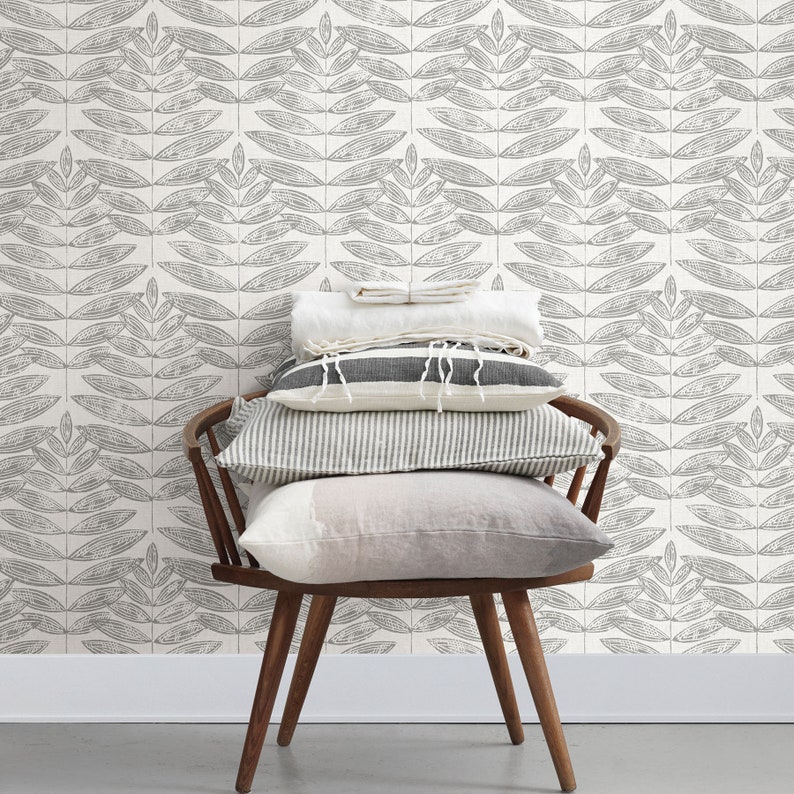 Terrain Peel and Stick Wallpaper Gray Botanical Leaf Gray Grey - Etsy