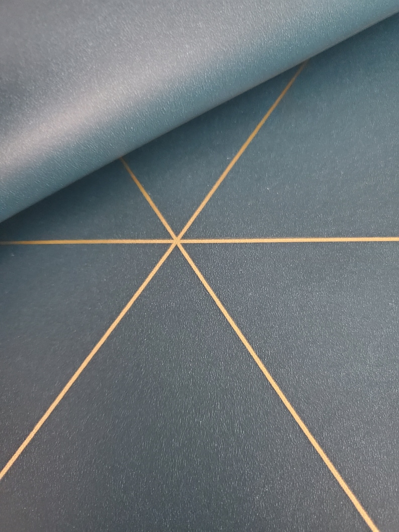 Twilight Teal Gold Mid Century Modern Geometric Wallpaper Etsy