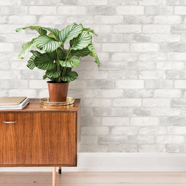 Loft White Texture Brick Peel and Stick Modern Industrial Farmhouse Wallpaper NU2218