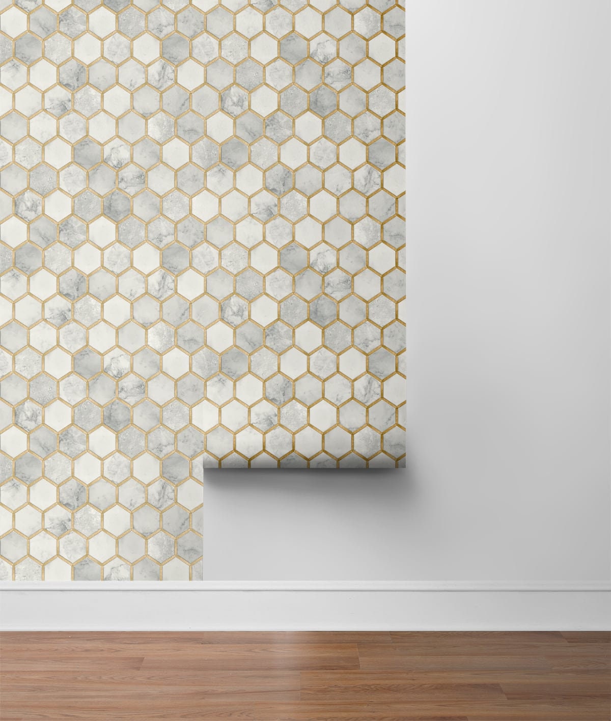 Nextwall Peel and Stick Gold Inlay Hexagon Geometric Wallpaper NW38605 ...
