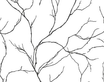 NextWall Peel and Stick Delicate Branches Black and White Botanical Wallpaper NW39000