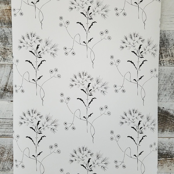 York Wallcoverings Magnolia Home Wildflower Designer Farmhouse Wallpaper Black and White ME1515