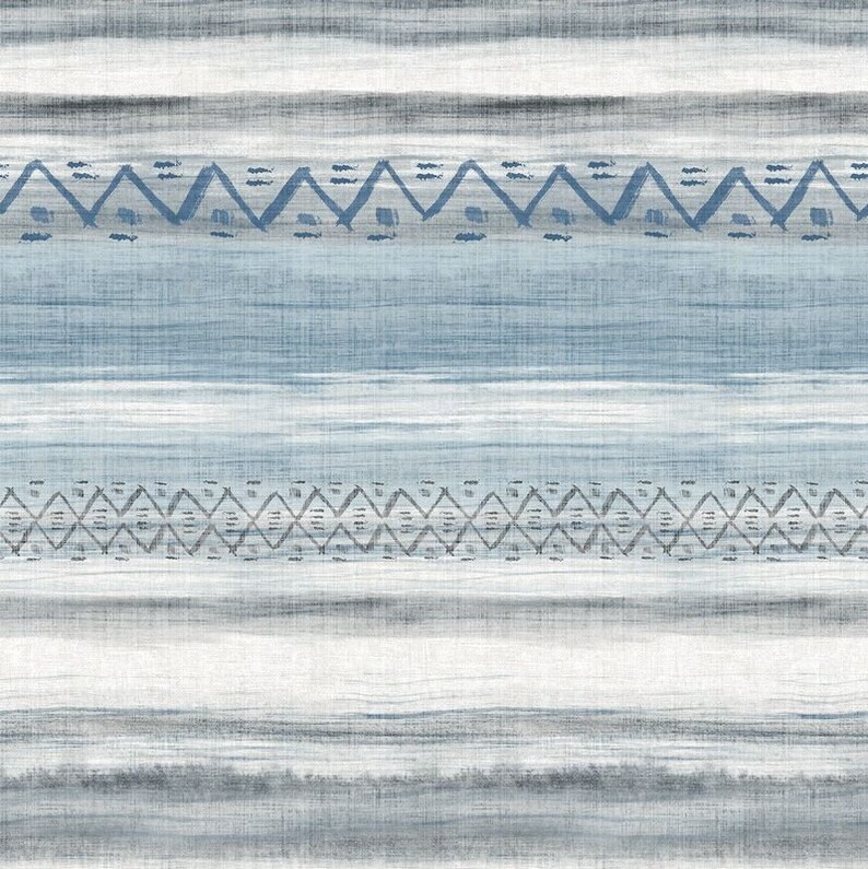 Wallquest Maya Boho Aztec Mud Cloth Blue Wallpaper