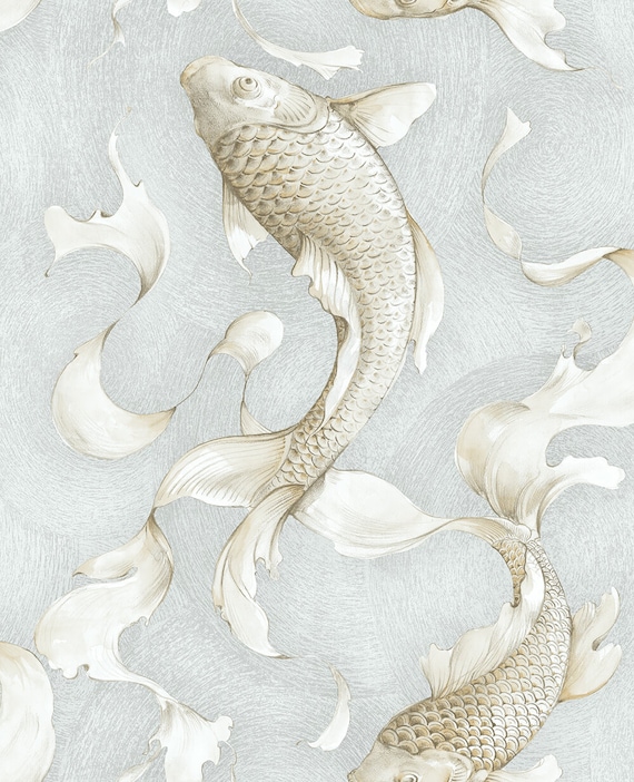 Nextwall Peel And Stick Gray Koi Fish Wallpaper Nw33208 Etsy Singapore