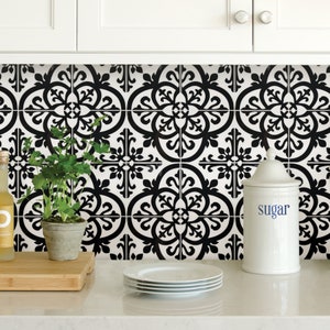 Wallpops Avignon Black and White Peel and Stick Backsplash Tiles NH2956