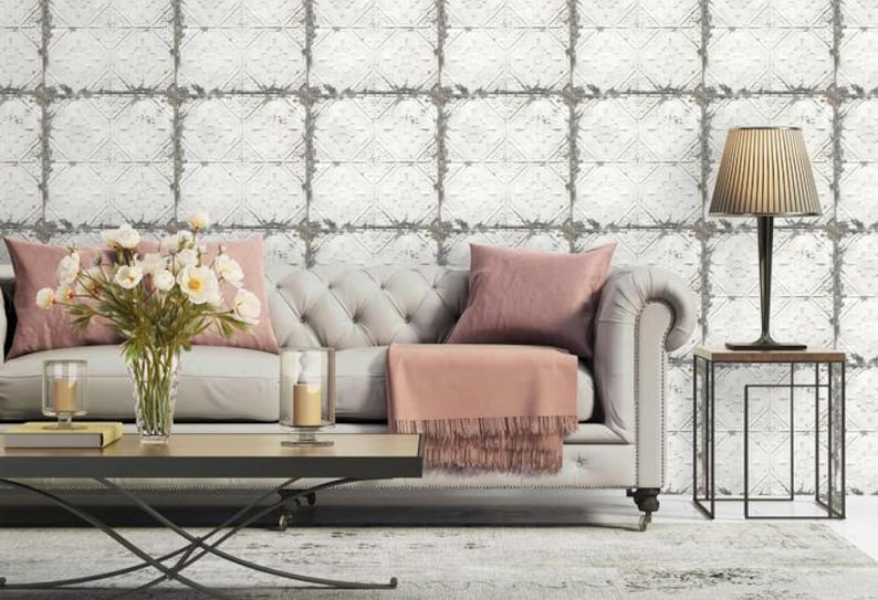 Reclaimed Distressed Tin Ceiling Tiles 3D A Street Prints ...