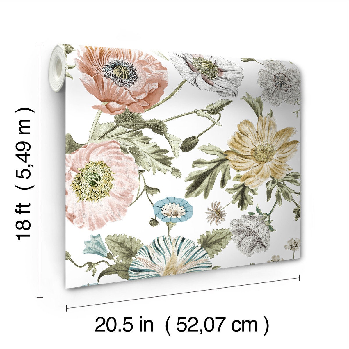 Vintage Poppy Peel and Stick Wallpaper - Etsy