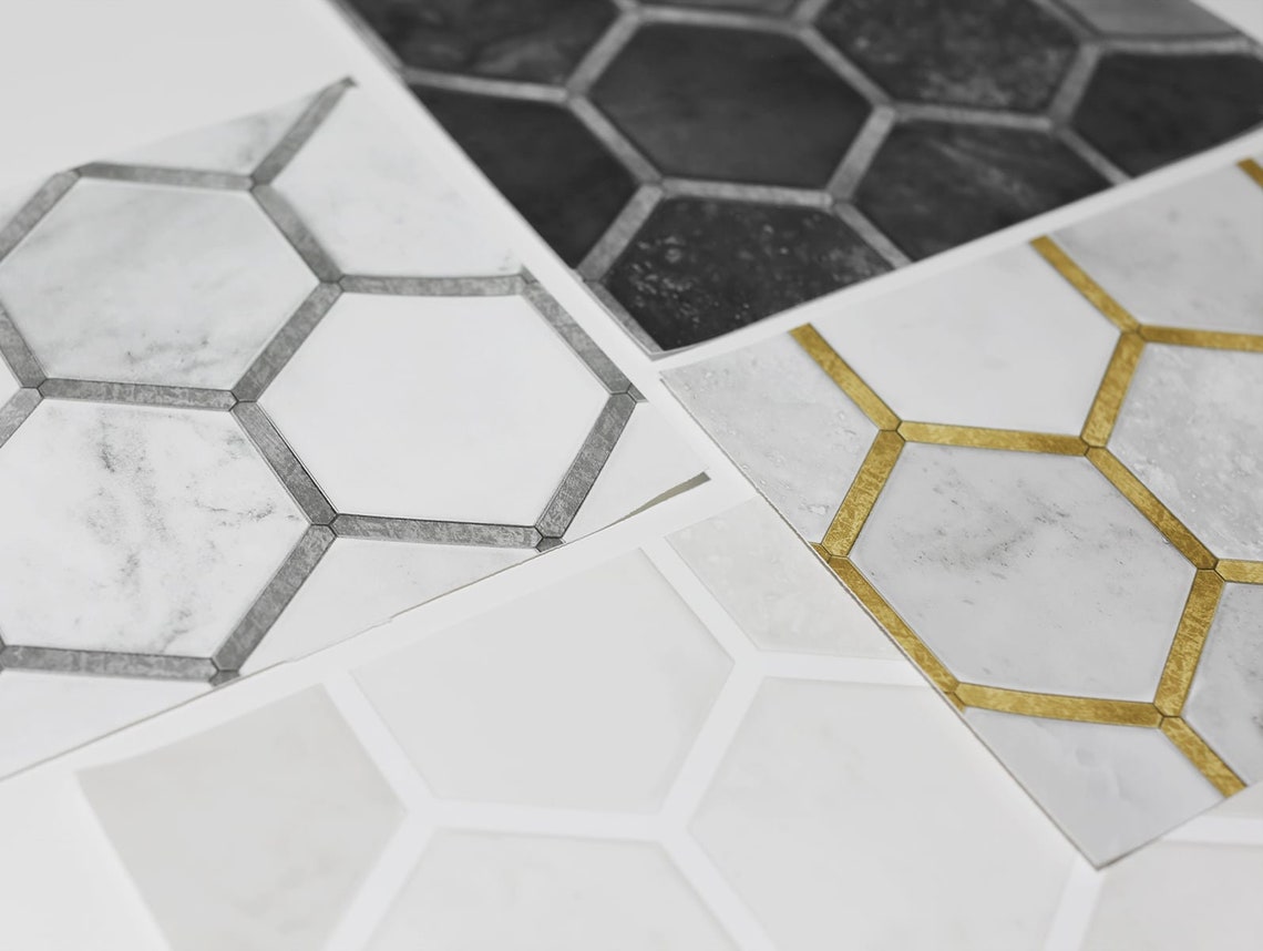 Nextwall Peel and Stick Gold Inlay Hexagon Geometric Wallpaper Etsy