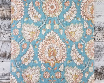 York Waverly Classics Clifton Hall Blue Damask Grasscloth Floral Wallpaper WC7572