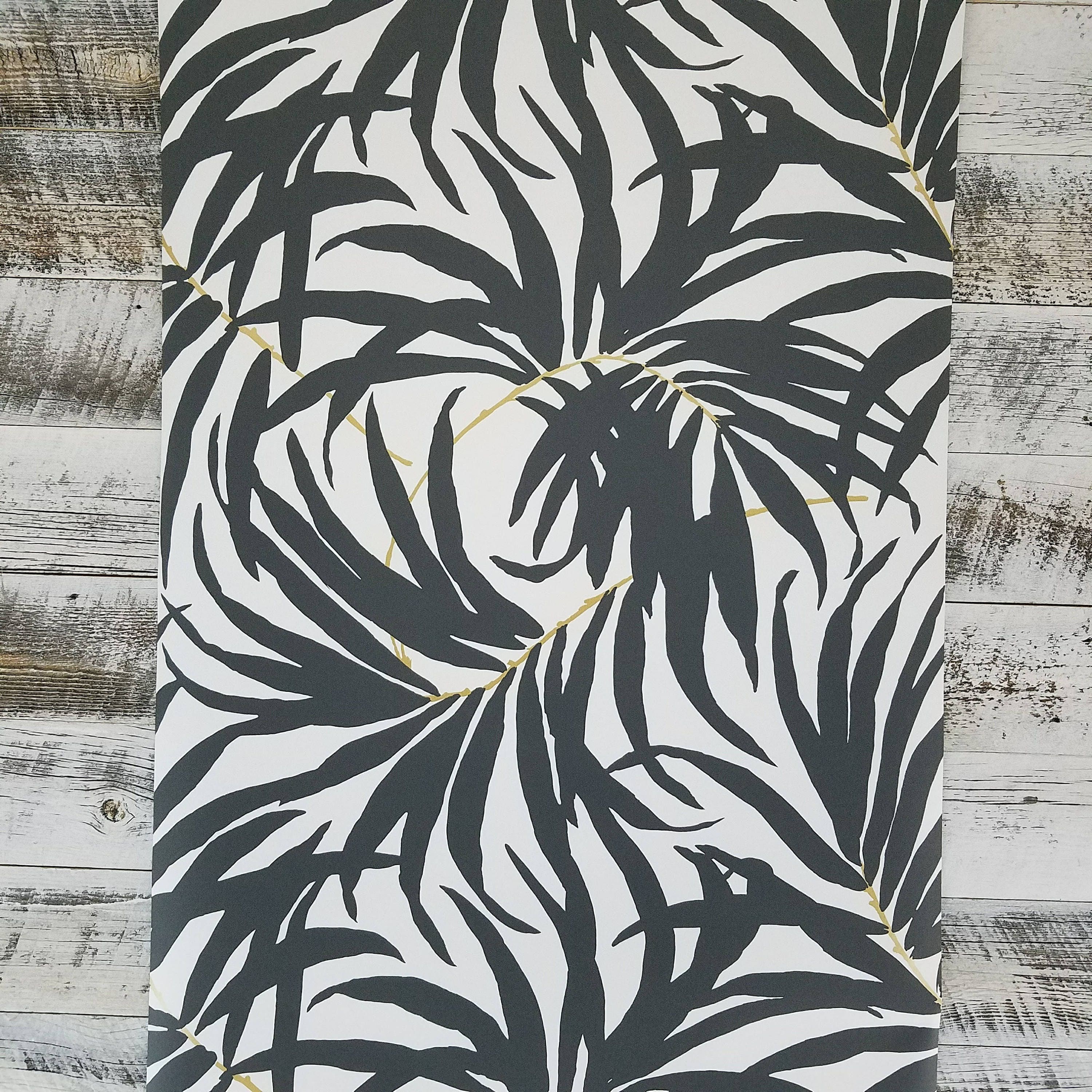 York Ashford Gold Matte Black White Bali Bohemian Designer Botanical Wallpaper York Ashford Gold Matte Black White Bali Bohemian Designer Botanical Wallpaper