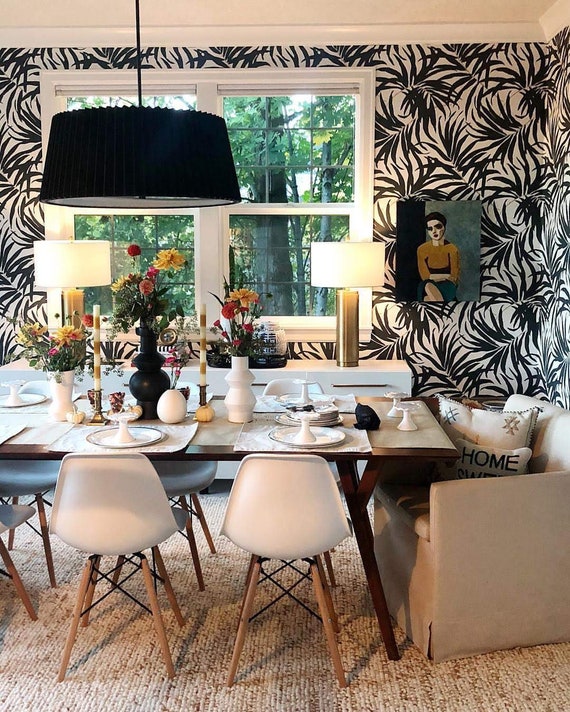 York Ashford Gold Matte Black White Bali Bohemian Designer Botanical Wallpaper York Ashford Gold Matte Black White Bali Bohemian Designer Botanical Wallpaper