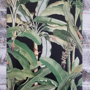 Tropisches Bananenblatt Botanische Pflanze Designer Grün Schwarz Zeitgenössisch Tapete MH36535