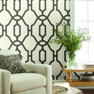 Contemporary Large Scale Woven Trellis Premium Peel and Stick Wallpaper PSW1159RL
