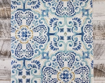 Peel and Stick Vintage Chic Blue Florentine Medallion Tile Wallpops Wallpaper NU2235