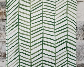 Cat Coquillette Green and White Herringbone Peel and Stick Wallpaper RMK11632WP