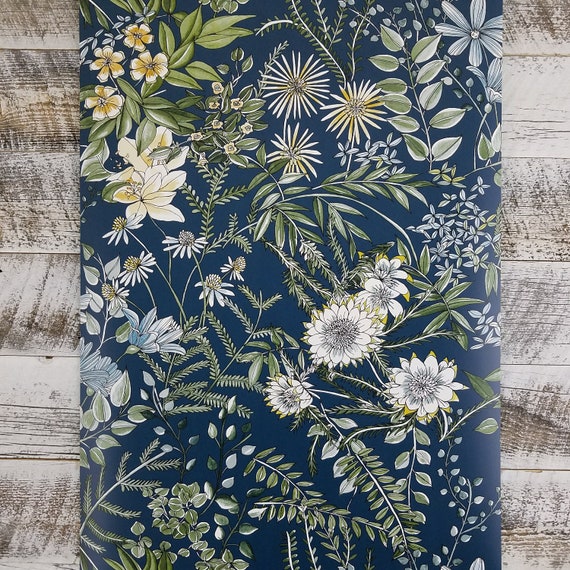 Brewster A Street Prints Full Bloom Navy Blue Floral Wallpaper - Etsy