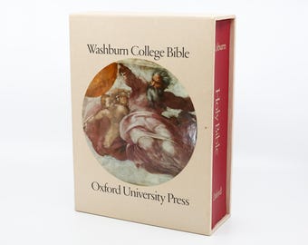 Vintage Bible - Washburn College Bible - Oxford University Press - Hardcover Book In Slipcase - 1980s 80s - Christian Christianity Religious