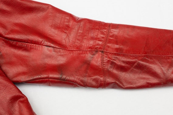Vintage 80s Red Leather Motorcycle Jacket - 80's … - image 7