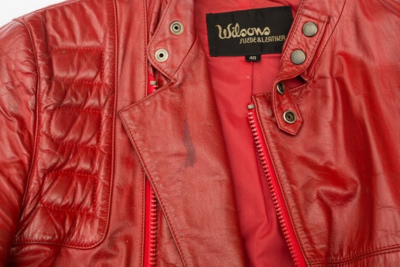 Vintage 80s Red Leather Motorcycle Jacket - 80's … - image 5