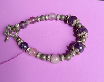 Handcrafted bracelet what's semi-precious gemstones and Tibetan silver