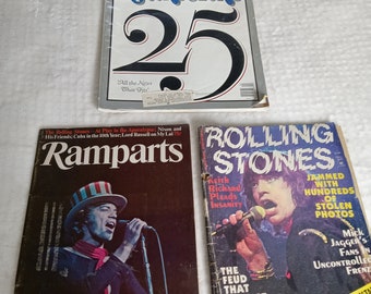 Three vintage magazines included is a 25th anniversary Rolling Stone magazine from 1992