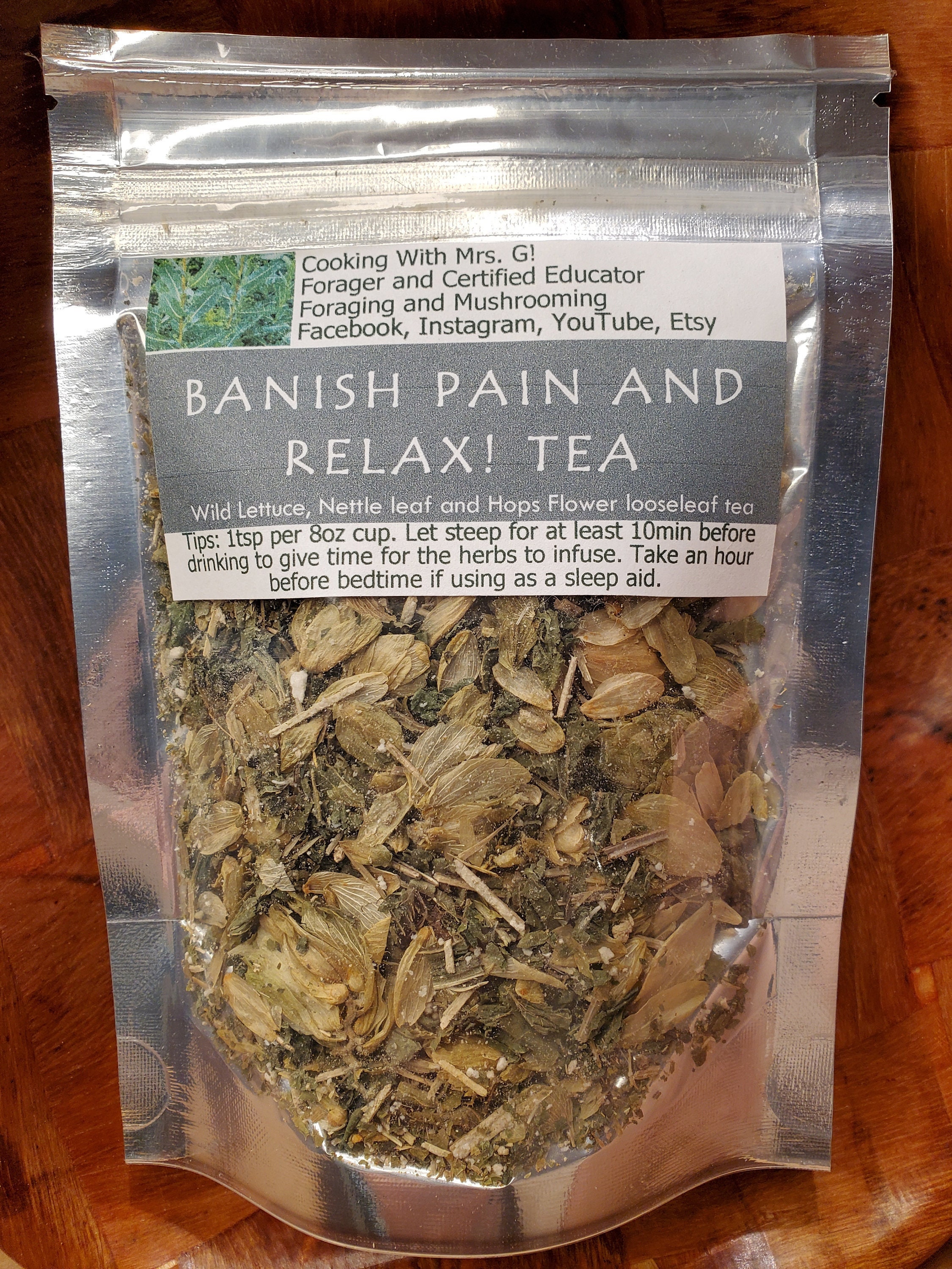 Banish Pain and Relax Tea Wild Lettuce Nettle Hops Etsy