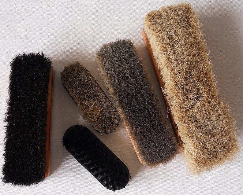 Shoe Shine Polish Brushes 100/% Horse Hair Set Of Five Paint Brush Shoe Brush Cobbler Brush Steampunk krapinternational