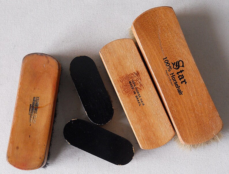 Shoe Shine Polish Brushes 100/% Horse Hair Set Of Five Paint Brush Shoe Brush Cobbler Brush Steampunk krapinternational