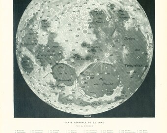 1933年の月面地図。ラルース大判オリジナル版。天文学 - Etsy 日本