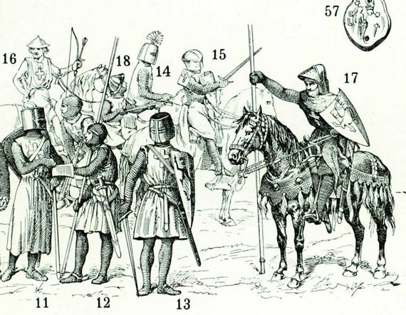 1933 Les Croisades Templiers Chevaliers Illustrations Planche Originale Nouveau Larousse Illustré Grand Format Illustration - 