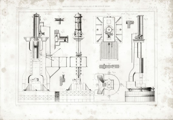 1848 Plan D Un Marteau Pilon Travail Metal Metallurgie Etsy