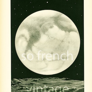 1937 View of Mars from Phobos, Comparative Moon size, antique Astronomy, Mars Planet, Midcentury Sciences, Gift for Mars lover