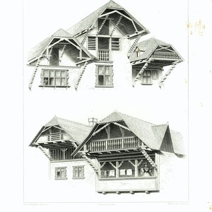 1861 plannen Zwitserland kanton van Aargau het platform gravure illustratie lithografie Alpine Chalet