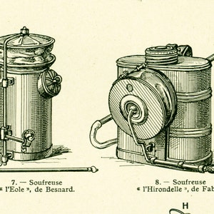 1922 Materiel Viticulture Ancien Soufre Cuivre Pulvérisateur Ancienne illustration Enseignement Agricole Larousse image 2