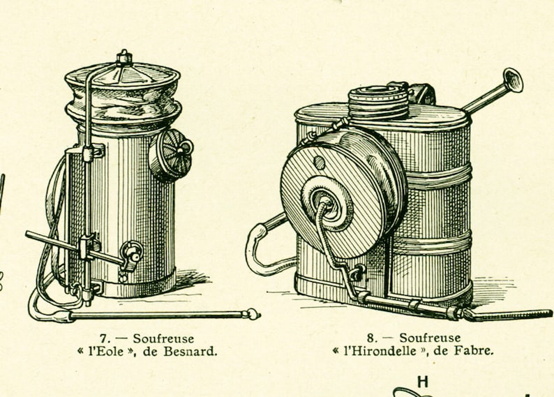 1922 Materiel Viticulture Ancien Soufre Cuivre Pulvérisateur Ancienne illustration Enseignement Agricole Larousse image 2