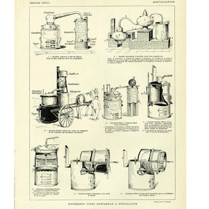 1922 Stilldestillation Alkohol, Marc de Bourgogne Calvados Cognac Eau de Vie Alte Illustration Landwirtschaft Larousse