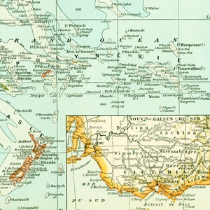 1897 South Pacific map. Oceania Australia vintage map. Large Size maps image 3