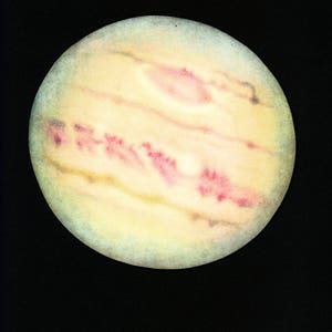 1955年のジュピター。惑星。空の空間。地球。月。天文学