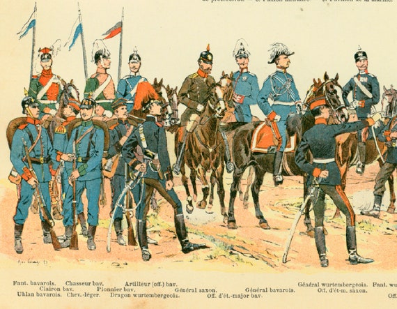1897年ドイツ帝国、大判、ラルース版オリジナル、115年前のイラスト