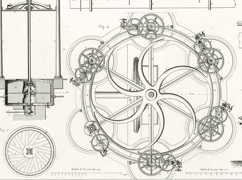 1855 Wheat Flour Mill Original Engraving. Technical Design Etsy