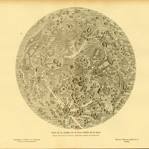 1908 Karte des Mondes. alte Illustration Originalplatte Astronomie