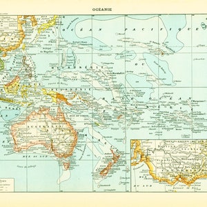 1897 South Pacific map. Oceania Australia vintage map. Large Size maps image 4
